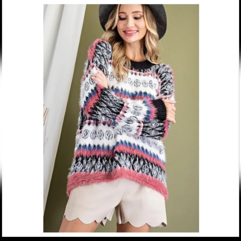 Fuzzy fair isle sweater - Picture 2 of 4